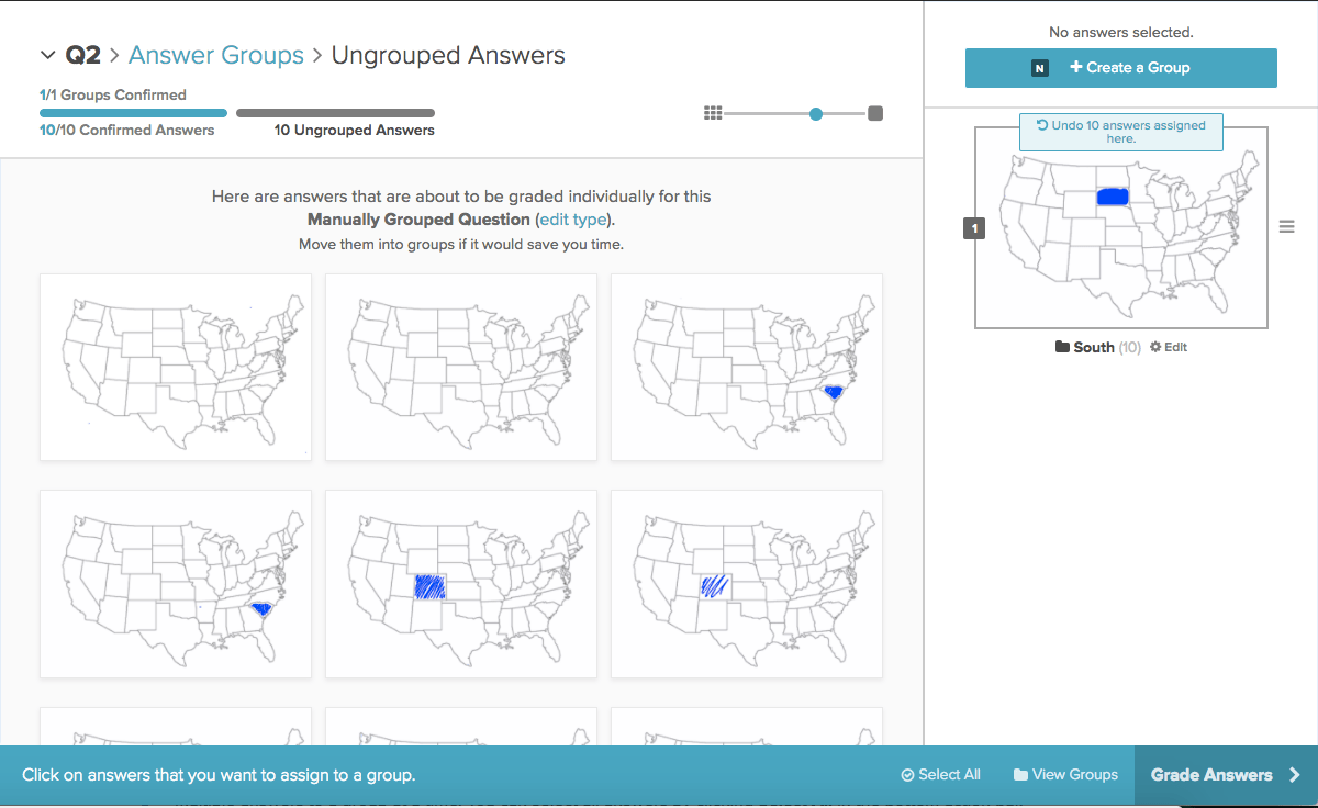 Example answer groups generated from a sample math question