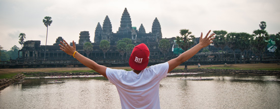 BU student Vincent Lin, Biomedical Engineering class of 2013, at Angkor Wat, Cambodia