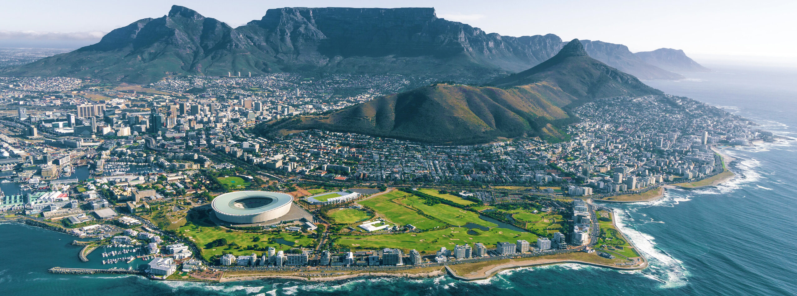 Cape town view from high elevation offshore