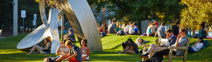 Promotional Photo of The BU Hub Program, featuring a scenic photo of the BU Beach.