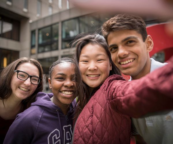 happy students taking a selfie
