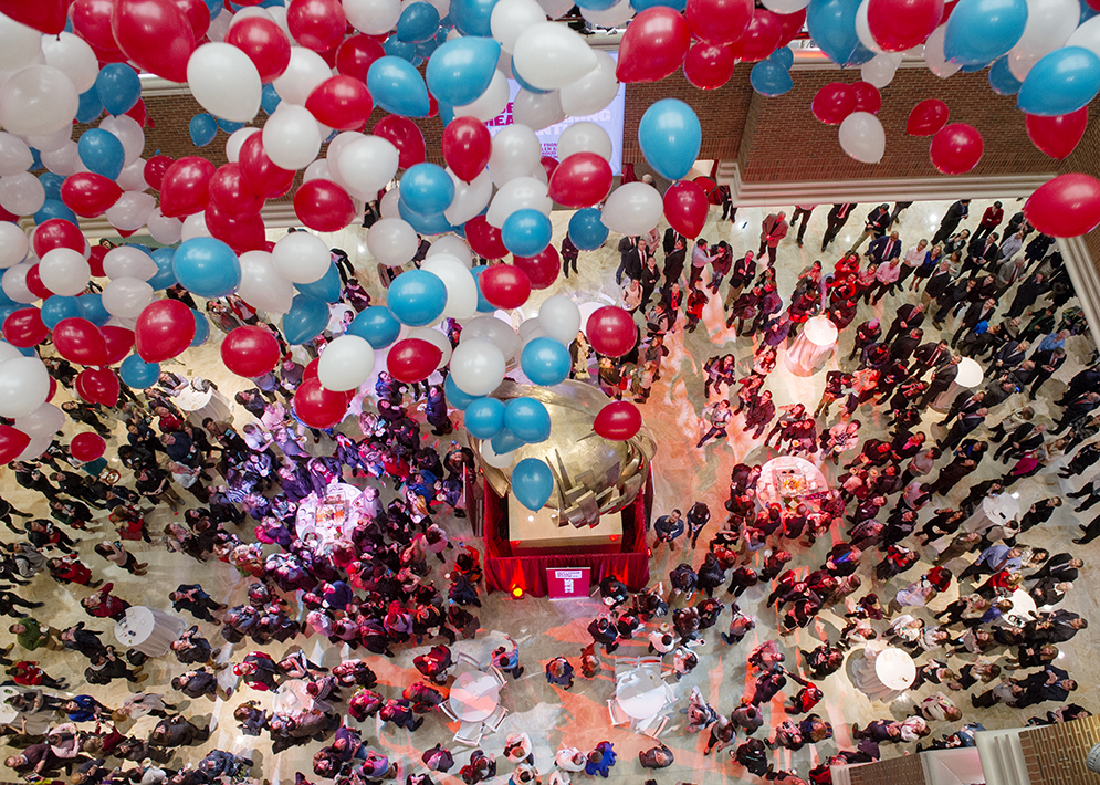 Celebration following the announcement of the Boston University Questrom School of Business