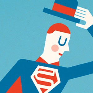 Superman leaving work