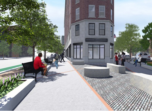BU has proposed a redesigned exterior of Myles Standish Hall and Annex and is awaiting city approval.