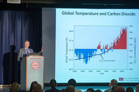 Professor Anthony Janetos gives a presentation at the BU ACSRI Forum on Climate Change Adaptation and Mitigation