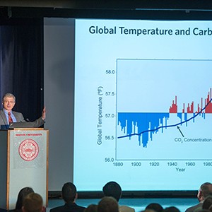 Professor Anthony Janetos gives a presentation at the BU ACSRI Forum on Climate Change Adaptation and Mitigation