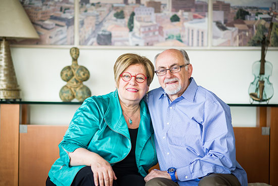 Carmela and Menachem Abraham at their home in Boston