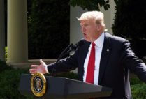 Donald Trump makes and announcement in the White House Rose Garden that the United States would withdraw from the Paris climate accord