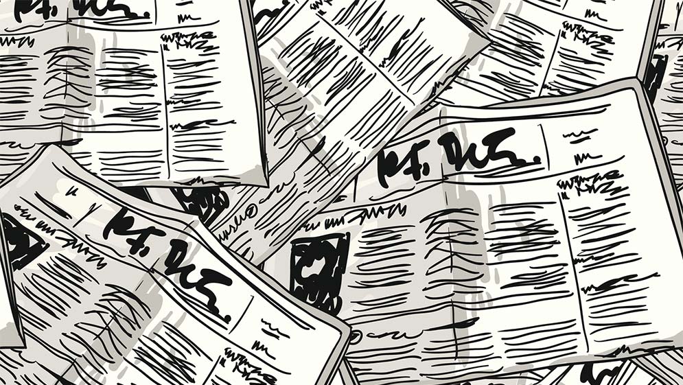 Graphic illustration of a pile of newspapers