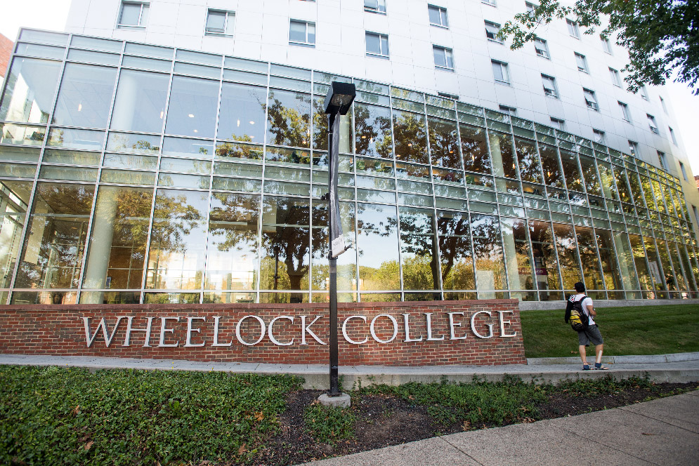Boston University, with an enrollment of about 33,000 undergrad and graduate students, and Wheelock College, with approximately 1,000 undergrad and graduate students, have entered into formal discussions about the merger of the two schools. BU photo by Dave Green. Wheelock photo courtesy of Wheelock College
