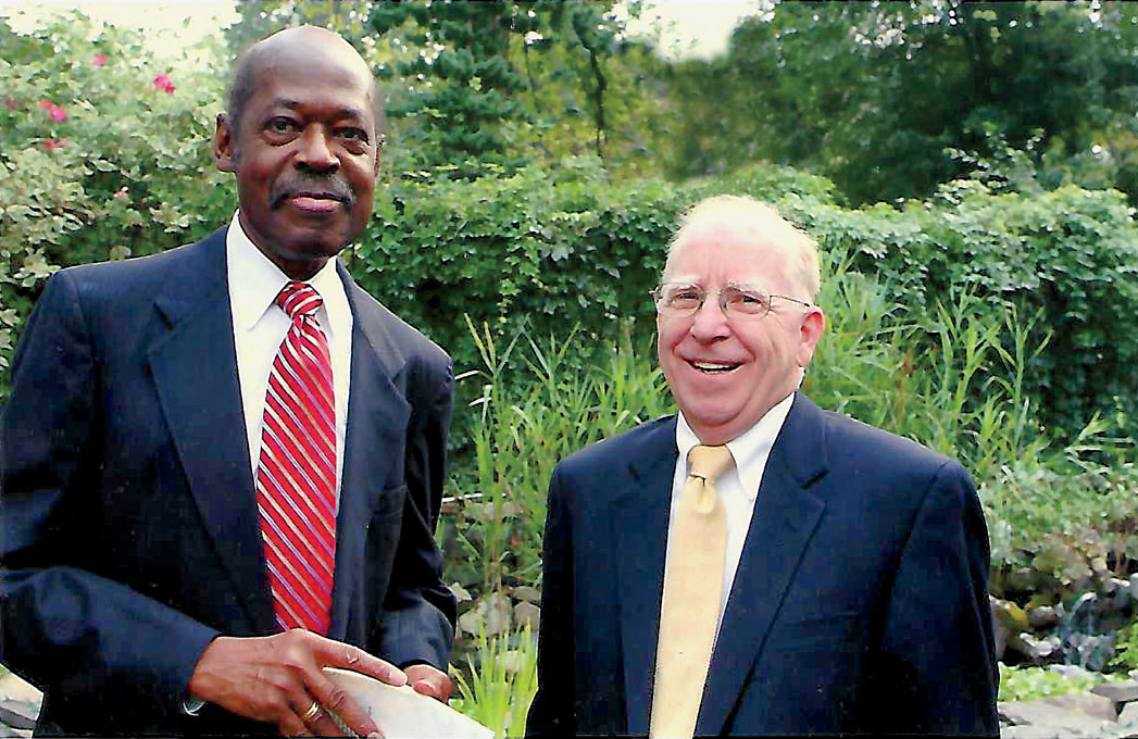 Raymond L. Baubles Jr. (right) established a scholarship in memory of his longtime partner, Ben Lambert (CAS’55) (left)