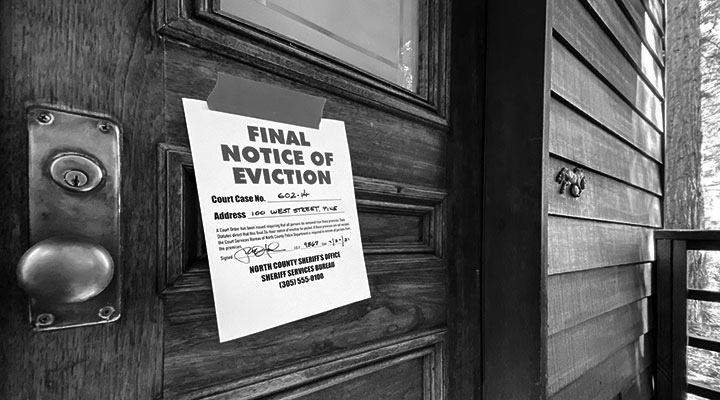 Notice of eviction posted on door