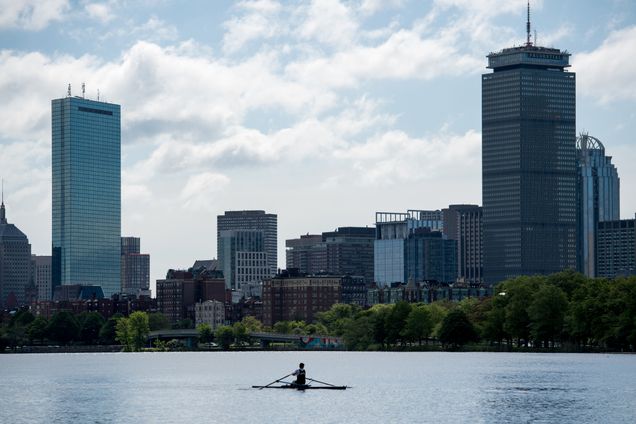 Someone rowing on the Charles