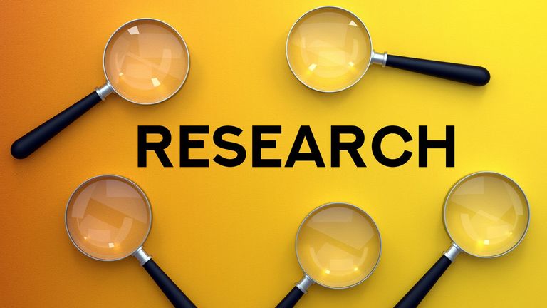Graphic displaying the word "Research"
