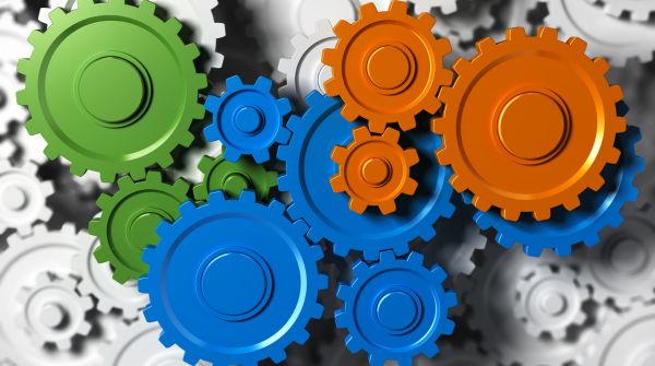 Graphic of multi colored gears