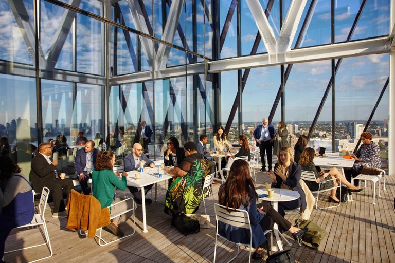 Photo of convening crowd on CCDS 17th floor pavilion