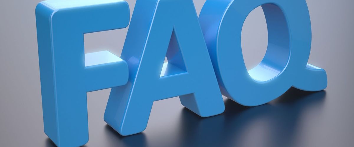 Graphic of large 3D letters spelling FAQ