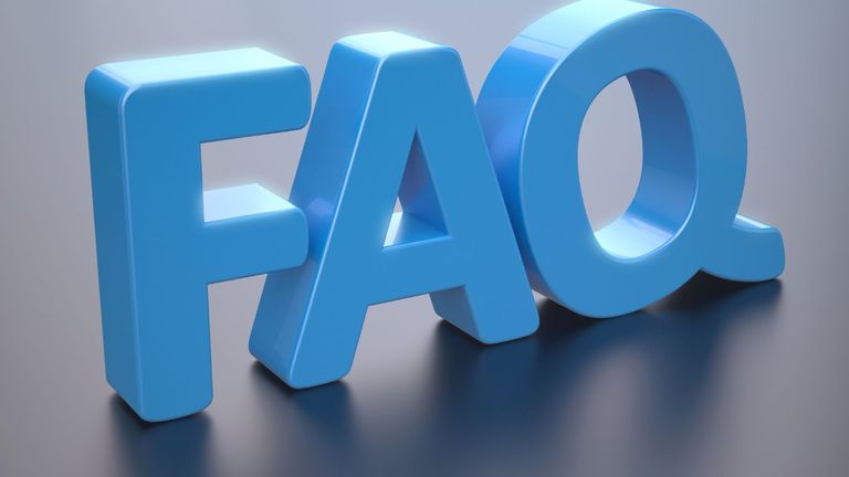 Graphic of large 3D letters spelling FAQ