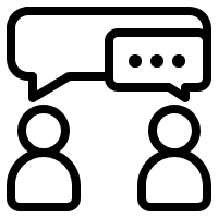 Icon graphic of a conversation