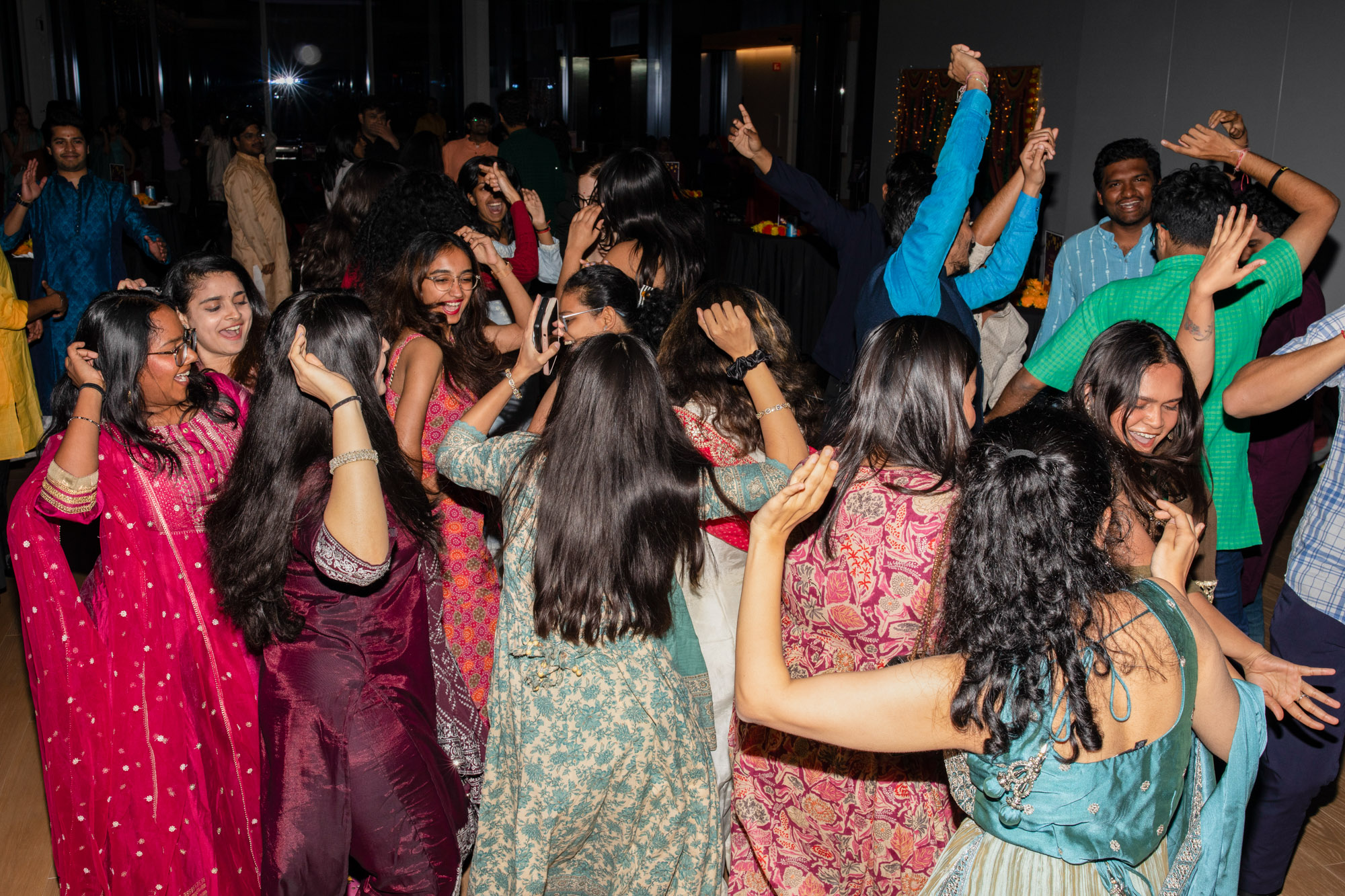 Photo of students dancing at the Faculty of Computing and 数据科学 Diwali 2024 Celebration event