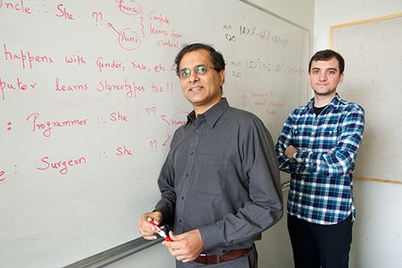 Computers may consider “computer programmer” a man’s job, relegating women to “receptionist,” BU’s Venkatesh Saligrama and Tolga Bolukbasi discovered. Photo by Cydney Scott