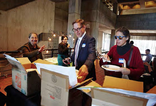 Participants enjoy the waste sorting game