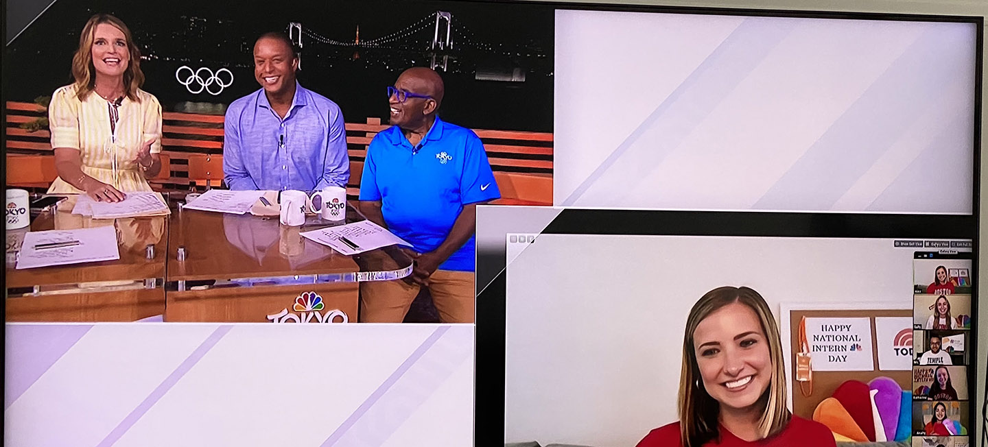 Screen grab of Today Show hosts on Zoom with interns.