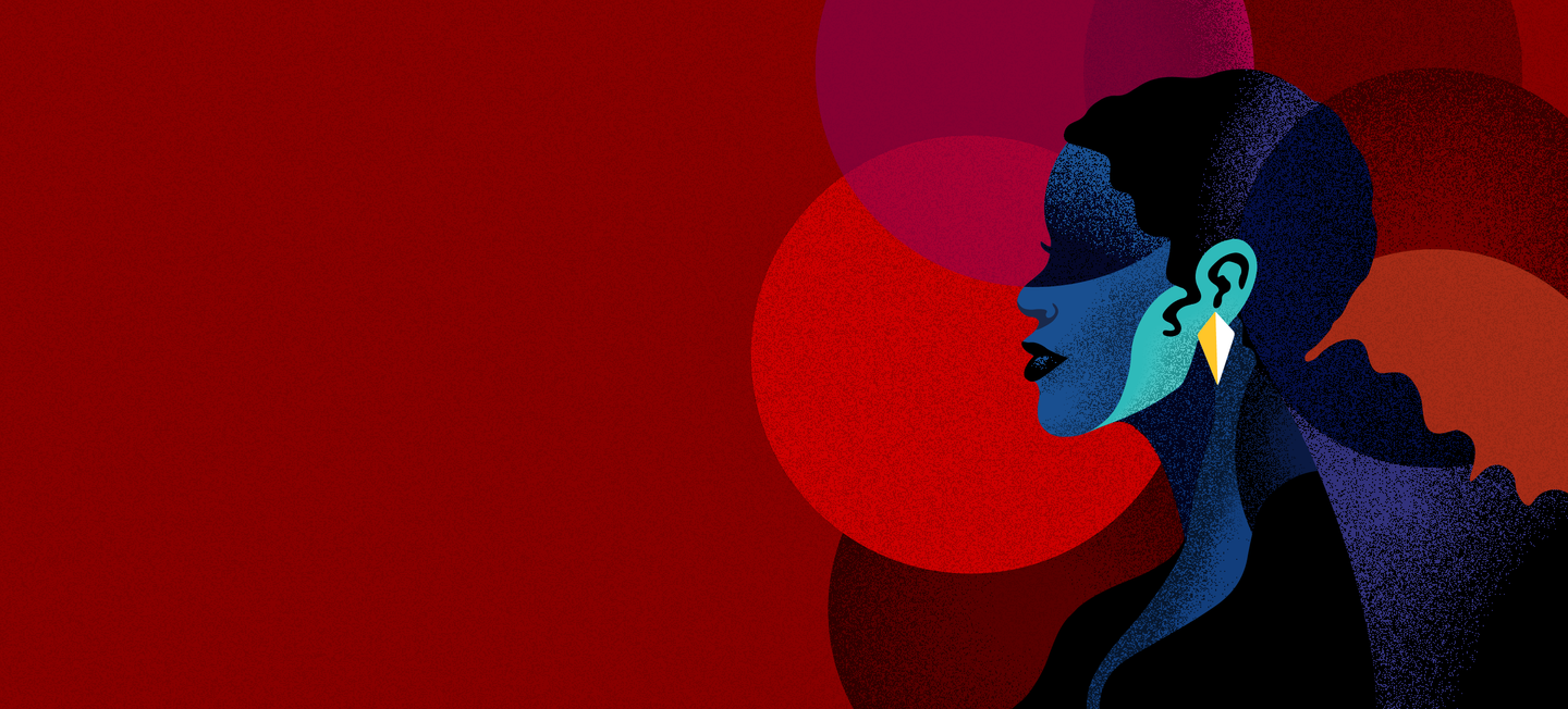 Illustration of woman in profile.