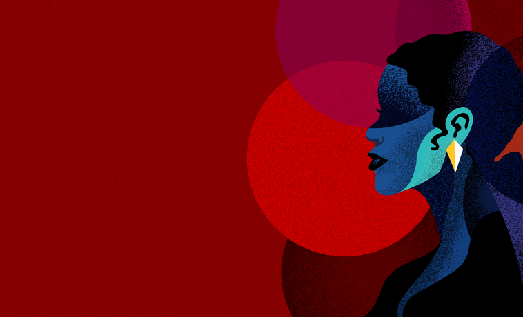 Illustration of woman in profile.
