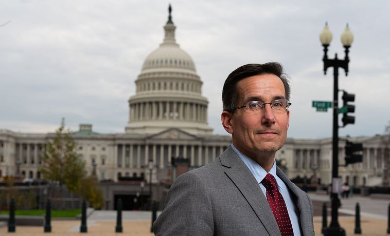 Matthew Felling standing in front of the Capitol building in Washington, DC.