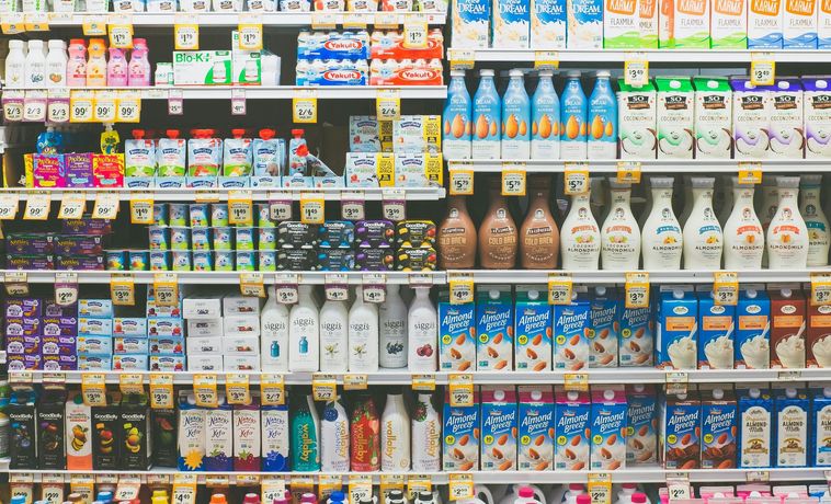 Grocery store milk shelf