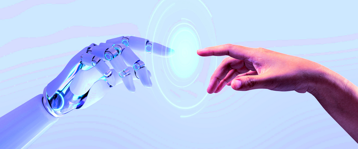 Robot and human finger touching