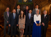 PERIO (l-r) Dr. Serge Dibart, Dr. David Levin, periodontology residents, and Dean Jeffrey W. Hutter