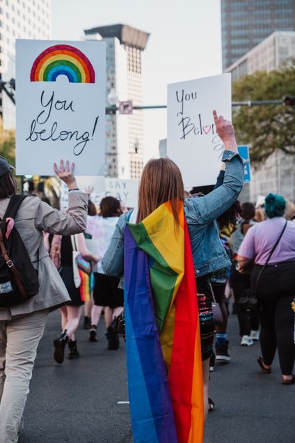 Protesters gathering for LGBQTIA+ equality