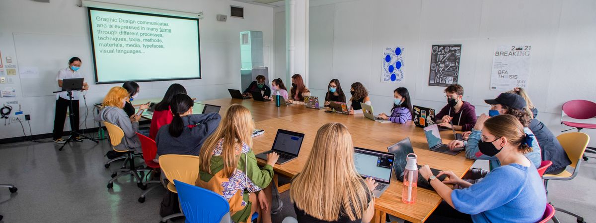 View of CFA class with students and lecturer mary Yang