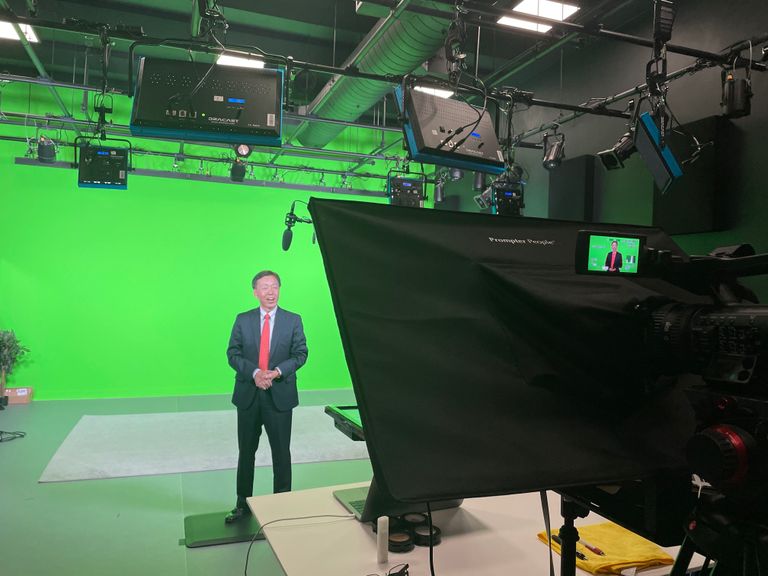 Recording in green screen room