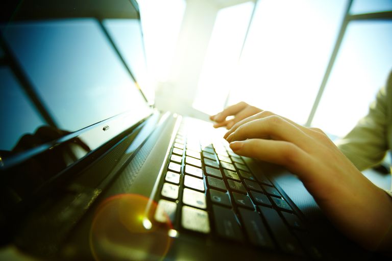 typing on computer