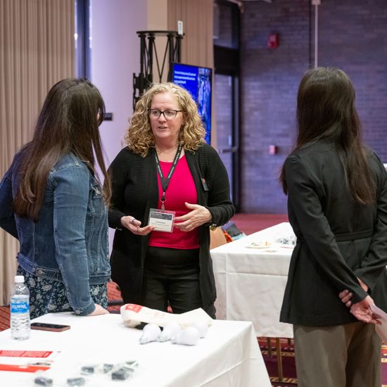 Lisa Burgess visits an e-poster session.