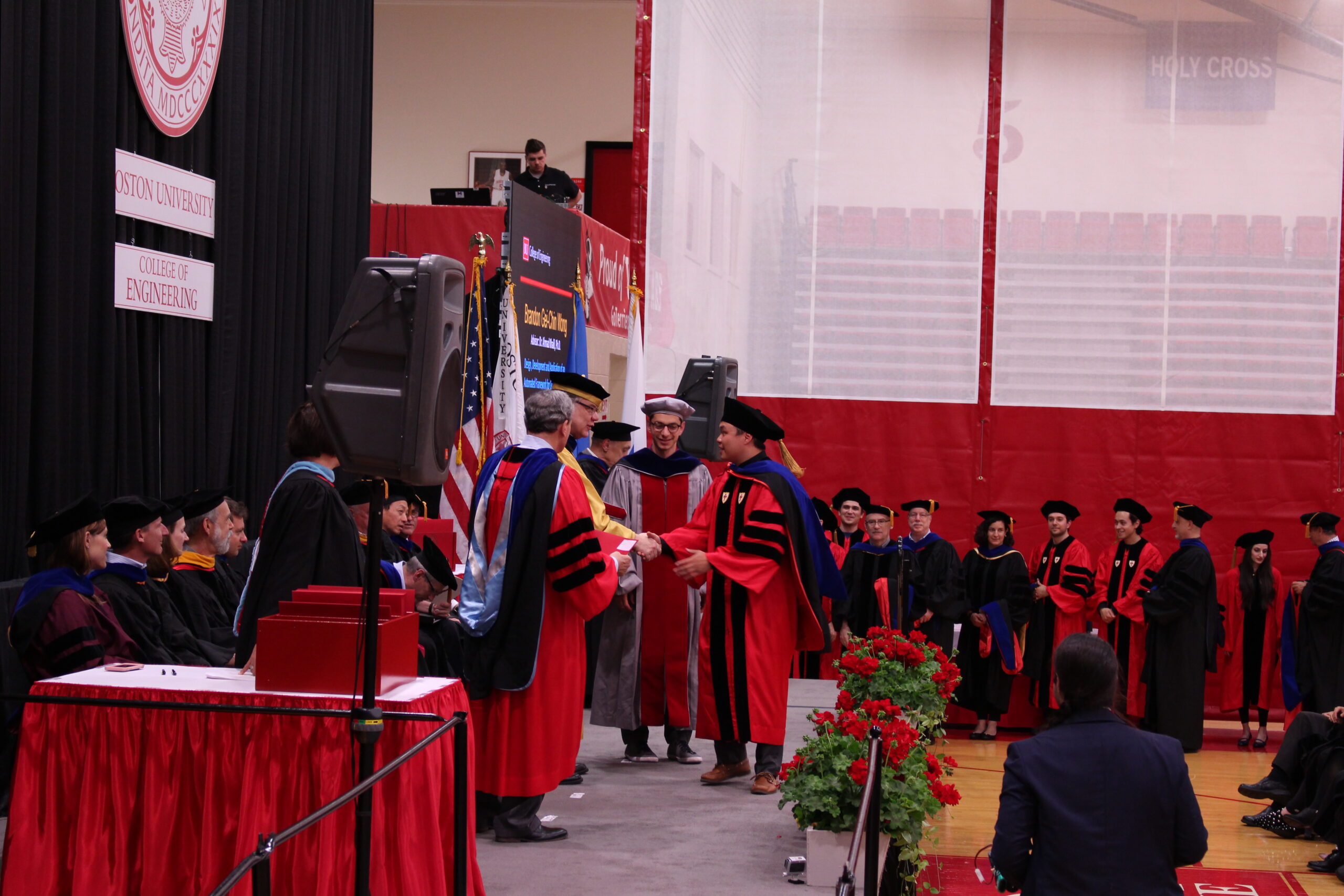 Best Thesis winner Brandon Wong (BME) receives his doctoral degree with adviser Assistant Professor Ahmad 'Mo' Khalil (BME). 