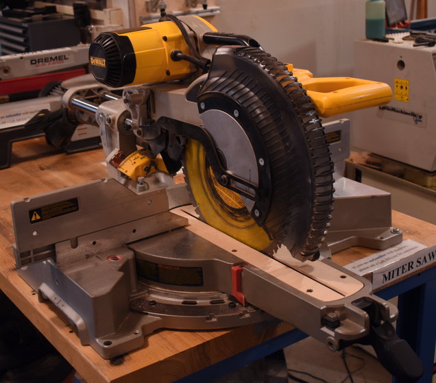 miter saw with blade down
