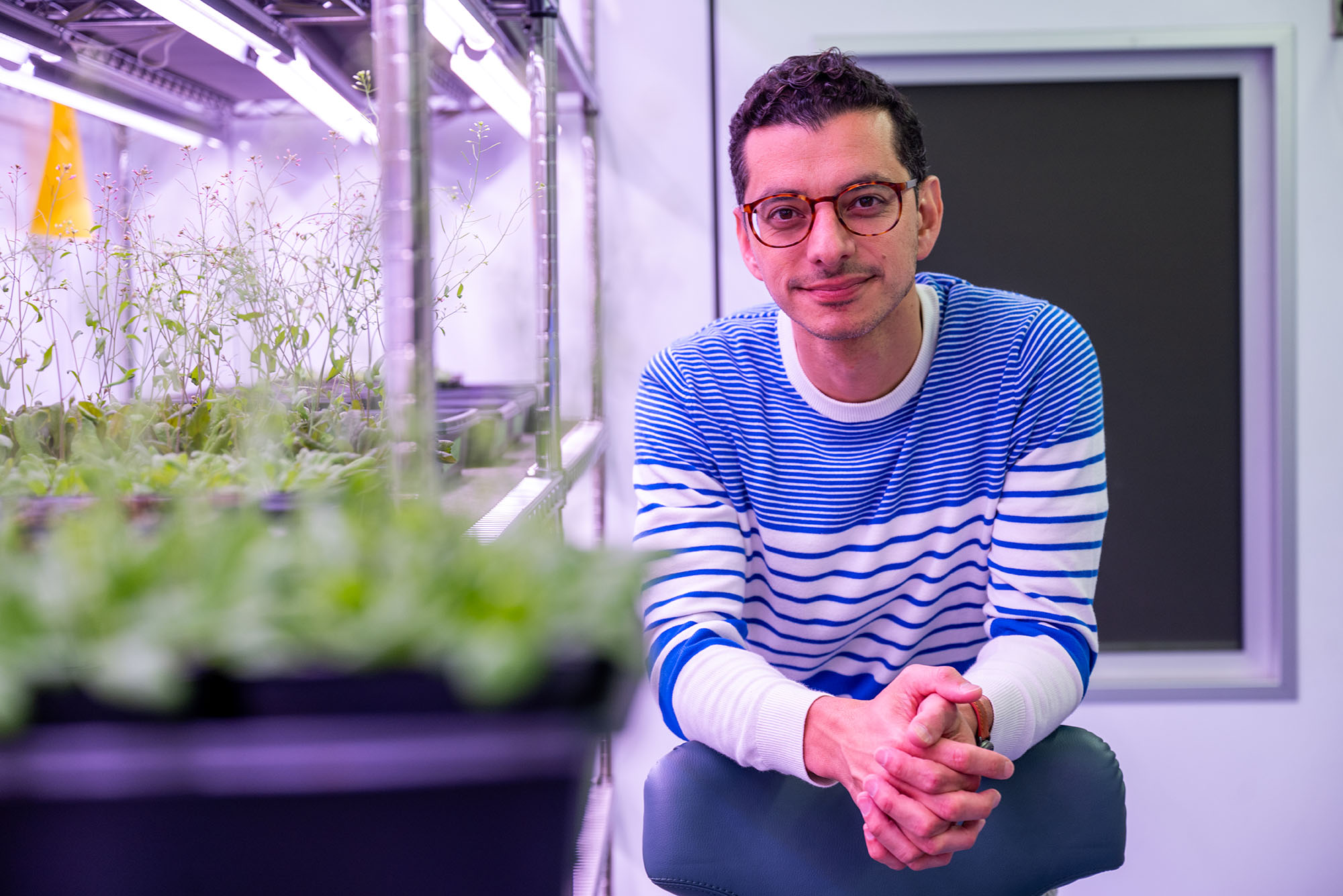 Mo Khalil sitting next to his plants