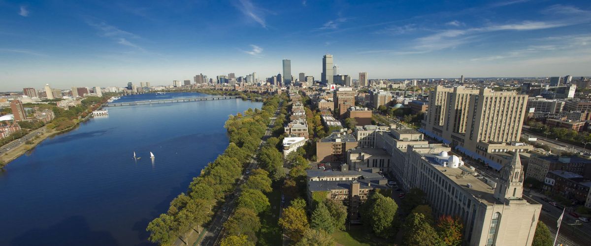 Boston University - Classic view of the University looking east from the roof of the Law School Tower. Photo by Kalman Zabarsky for Boston University Photography