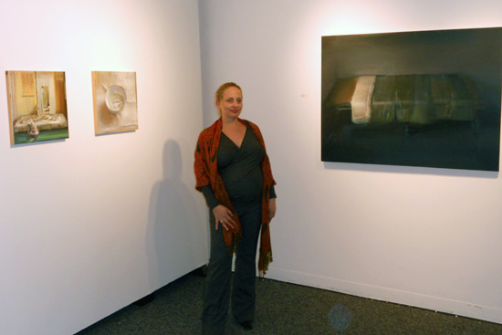 shira Artist Shira Avidor at the opening of Interior Reflections at the Sherman Gallery. Photo Courtesy J & M Image Works LLC
