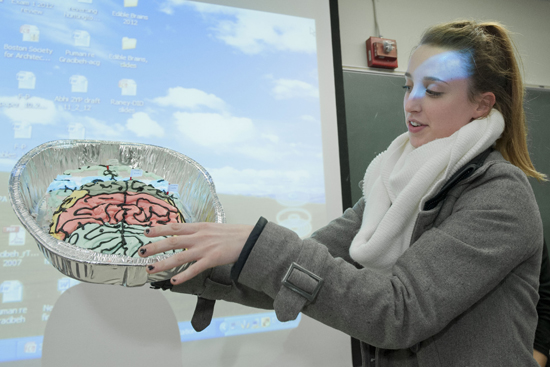 Vittoria Smeglin, edible brains Vittoria Smeglin, professor Alice Cronin-Golomb, neuropsychology class edible brains competition