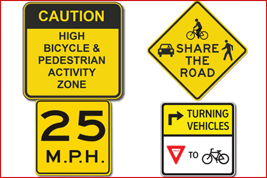 Bike Signage Boston University BU, bike safety, new charles river campus street signage