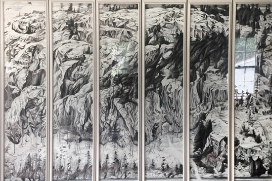 Beech Mountain Cliffs, Winter Polyptych (2000), watercolor on paper by Robert Phipps (MFA’71). Photo courtesy of the artist