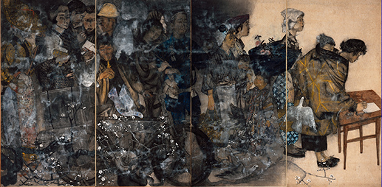 Petition X (1955) by Iri Maruki and Toshi Maruki. Paper, Indian ink, coloring.