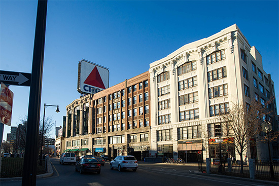 Buildings and Citgo sign in Kenmore Square, Boston