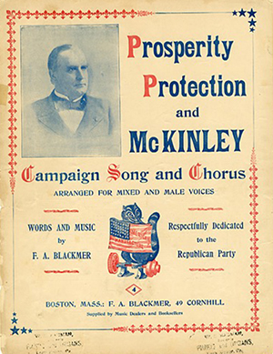 Cover of the sheet music for William McKinley presidential campaign song in 1896