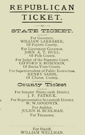 United States Republican voting ticket from 1888